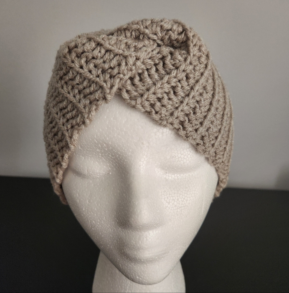 Handmade Crocheted Twisted Oatmeal Earwarmer Headband, New
